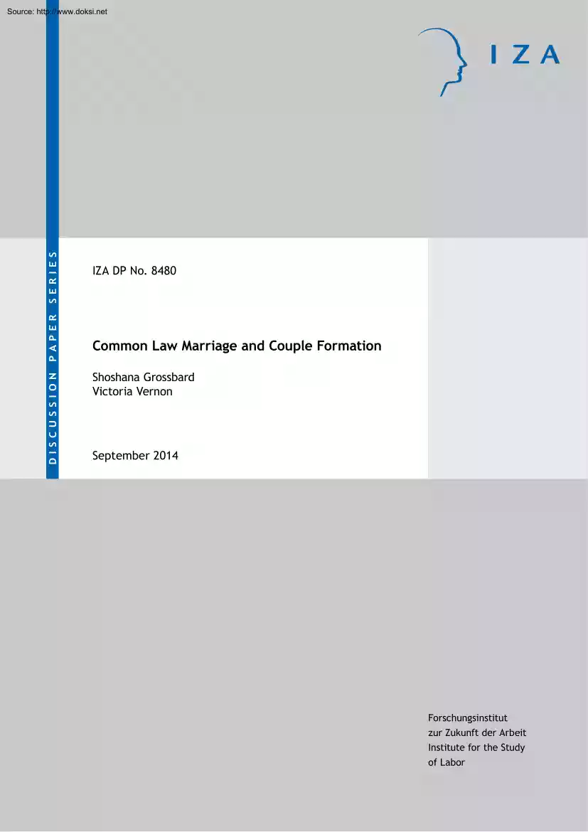 Grossbard-Vernon - Common Law Marriage and Couple Formation