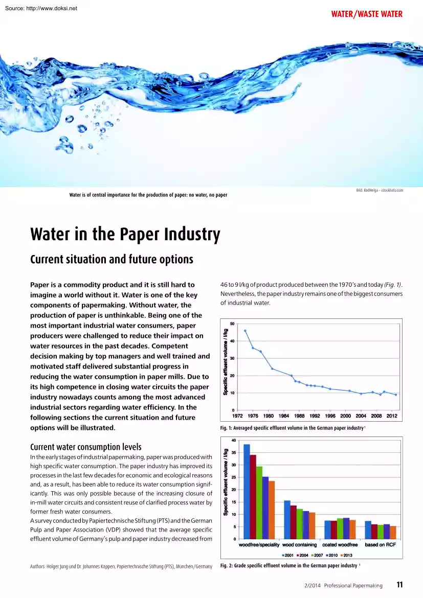 Water in the Paper Industry, Current Situation and Future Options