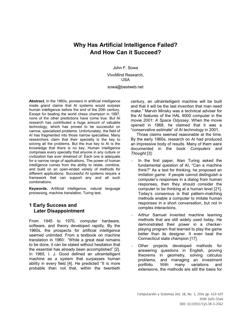 John F. Sowa - Why Has Artificial Intelligence Failed, And How Can it Succeed