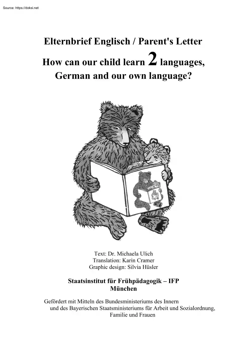 Elternbrief Englisch, Parents Letter How can our Child Learn 2 Languages, German and Our Own Language