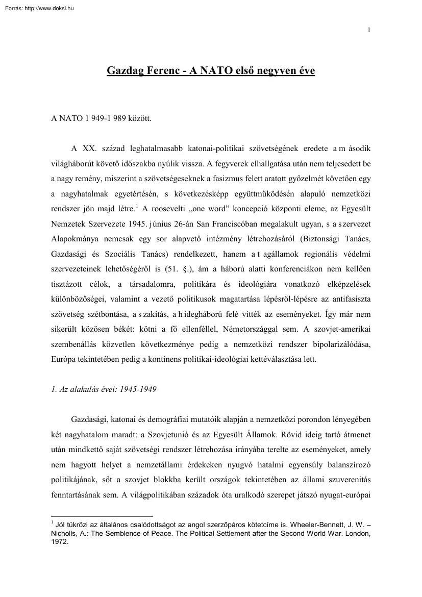 Gazdag Ferenc - A NATO első negyven éve
