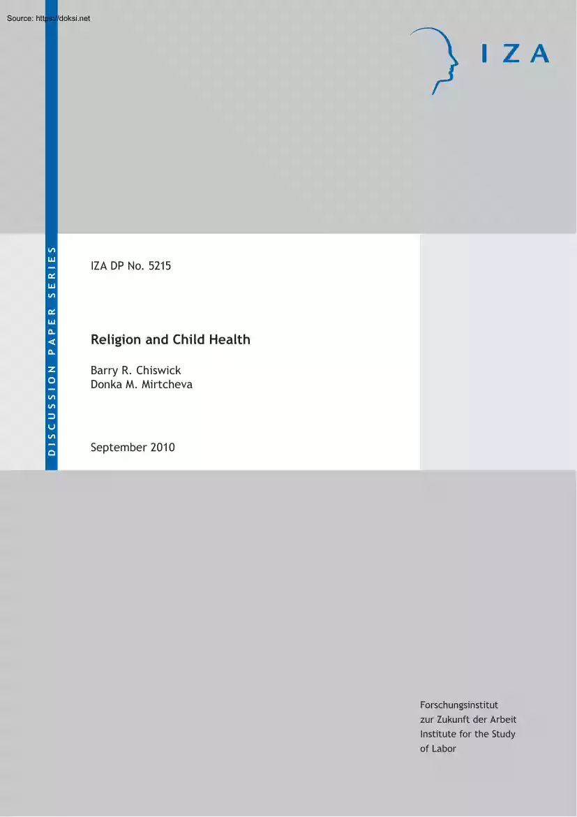Chiswick-Mirtcheva - Religion and Child Health