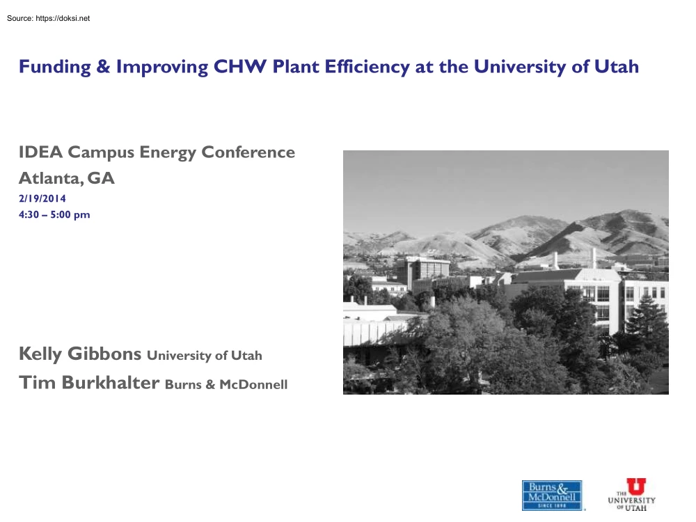 Gibbons-Burkhalter - Funding and Improving CHW Plant Efficiency at the University of Utah