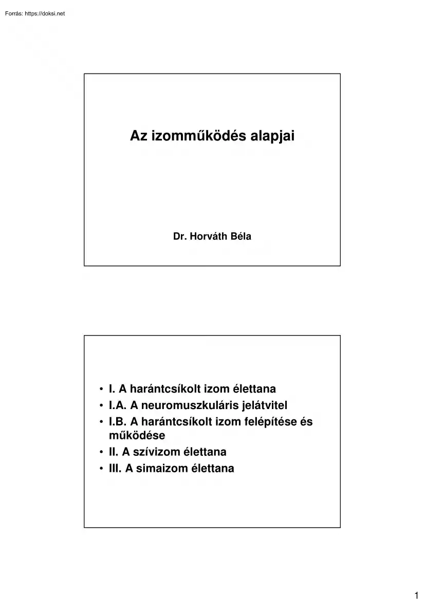 Dr. Horváth Béla - Az izomműködés alapjai