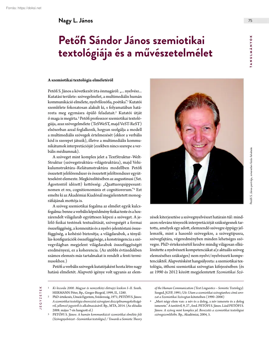 Nagy L. János - Petőfi Sándor János szemiotikai textológiája és a művészetelmélet