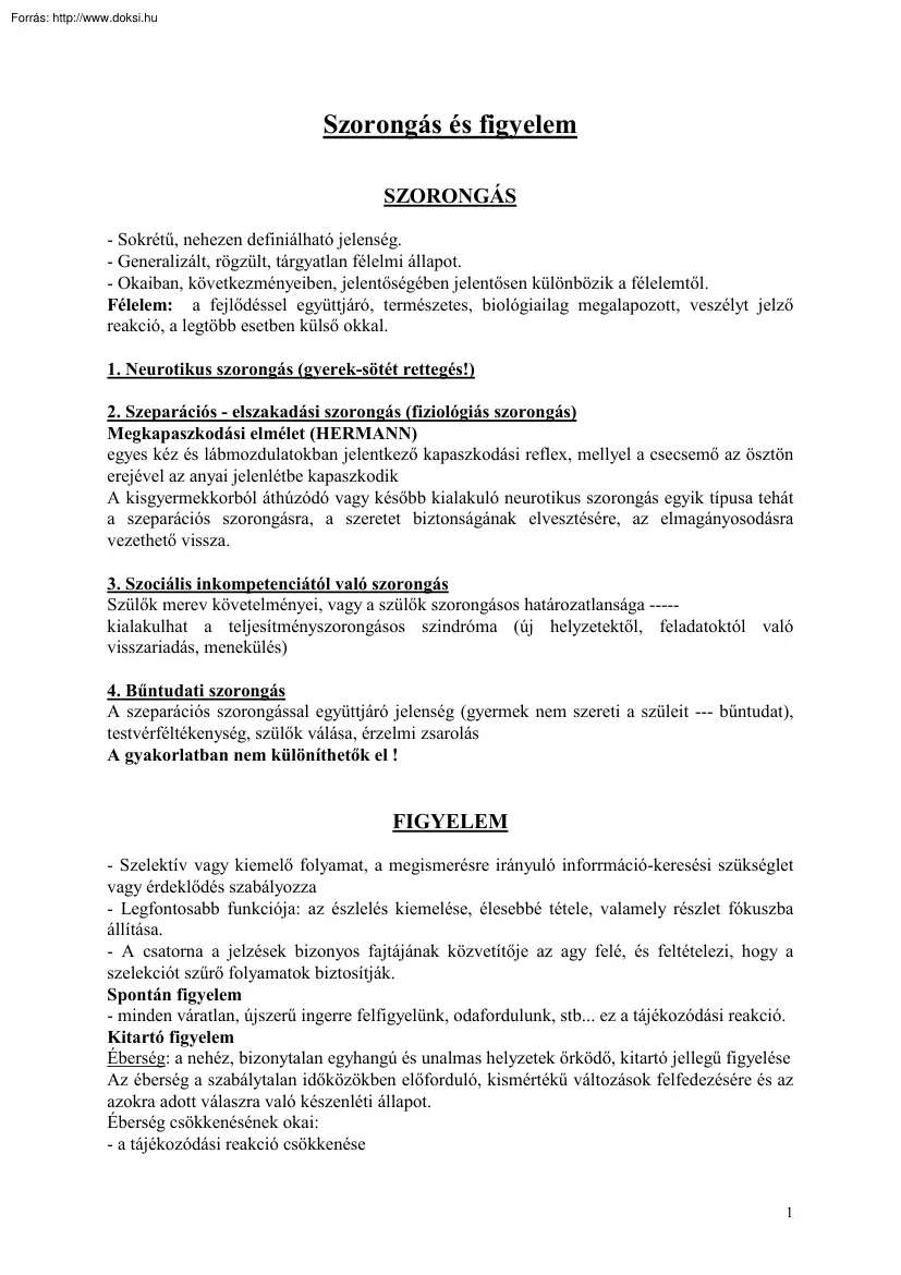 Szorongás és figyelem