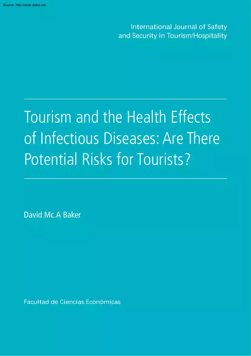 David Mc - Tourism and the Health Effects of Infectious Diseases, Are There Potential Risks for Tourists