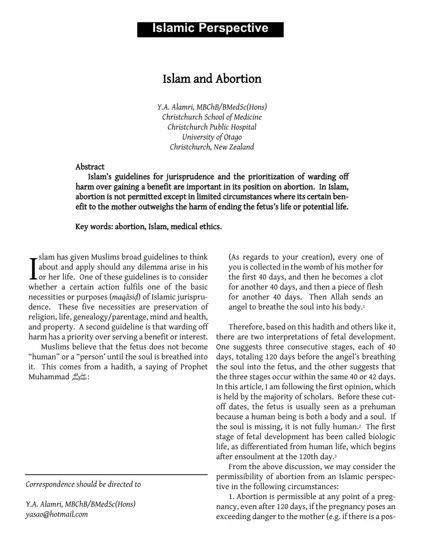 Y.A. Alamri - Islam and Abortion, Islamic Perspective