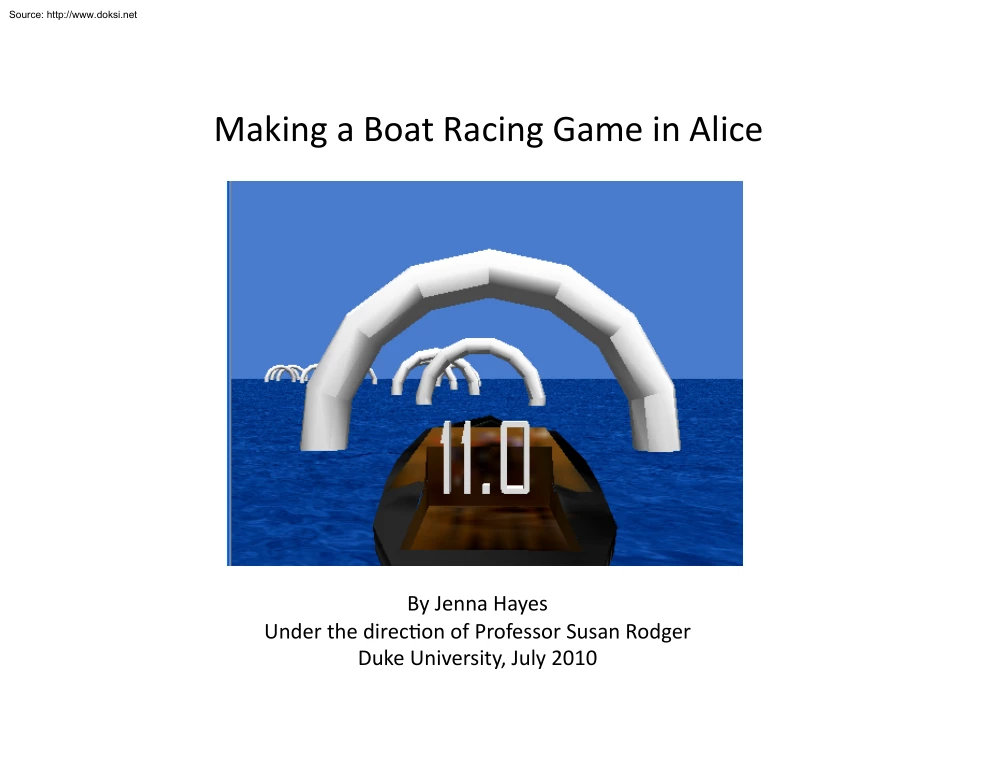 Jenna Hayes - Making a Boat Racing Game in Alice