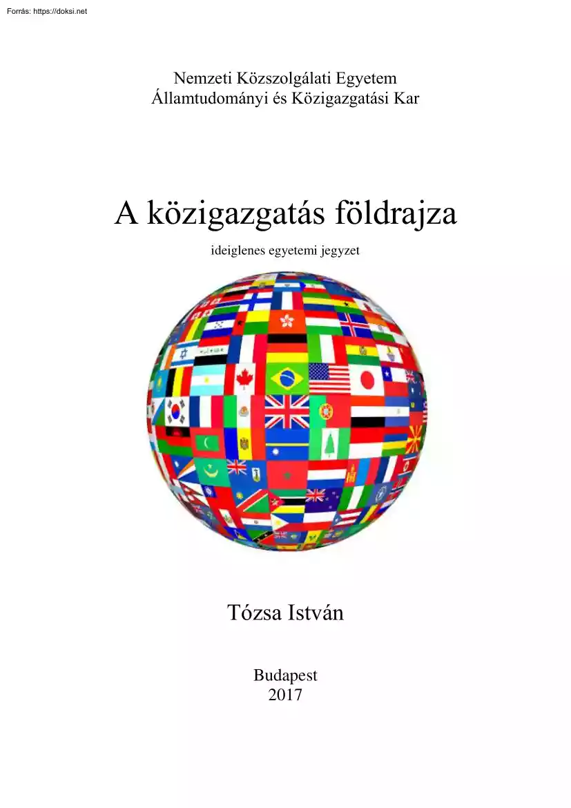 Tózsa István - A közigazgatás földrajza, ideiglenes egyetemi jegyzet