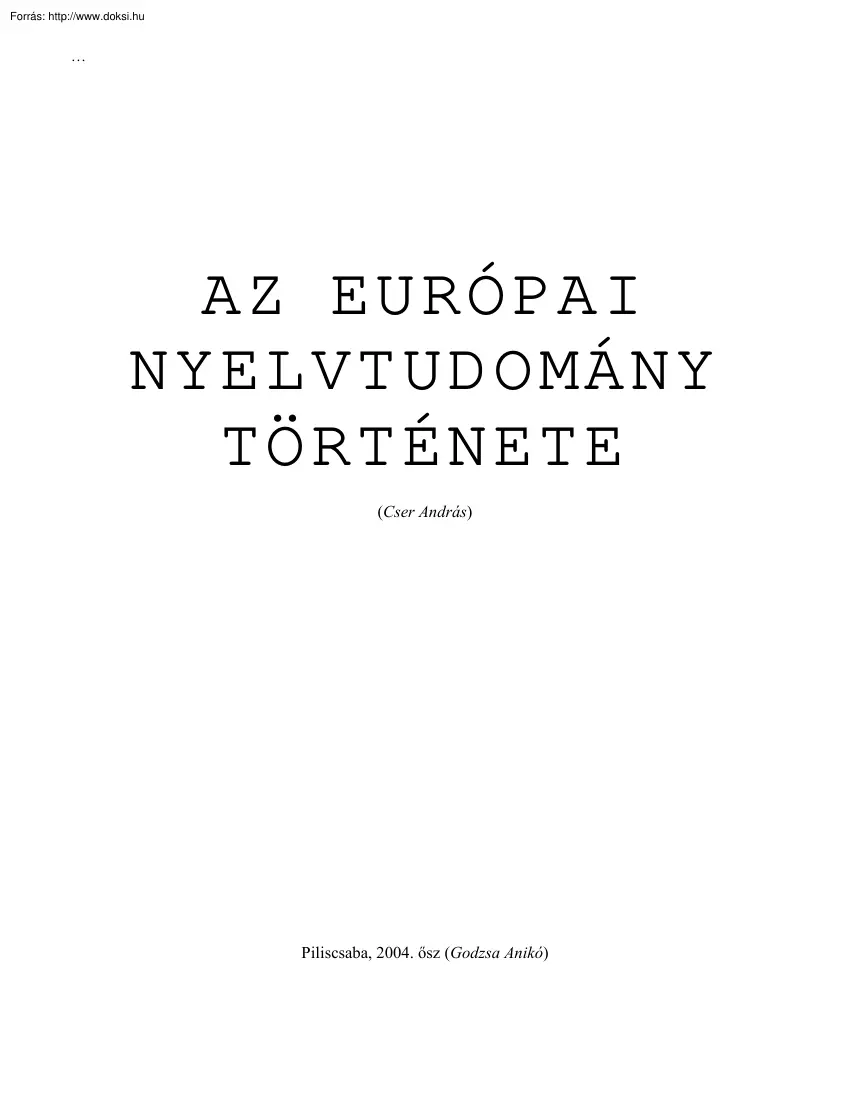 Az európai nyelvtudomány története