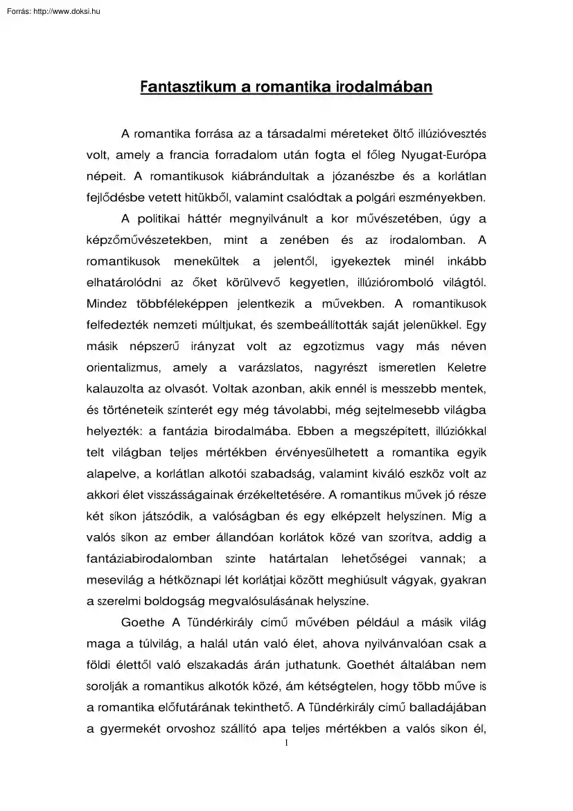 Somogyi Tamás - Fantasztikum a romantika irodalmában
