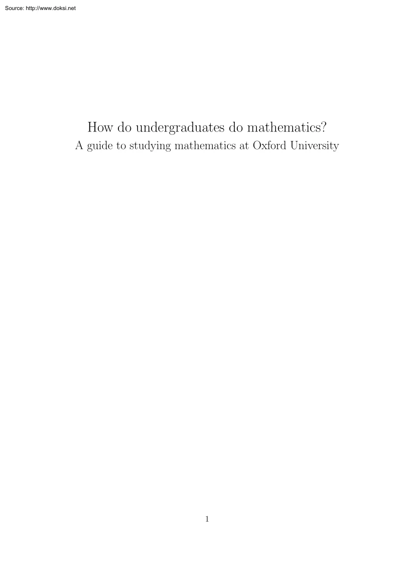 How Do Undergraduates Do Mathematics