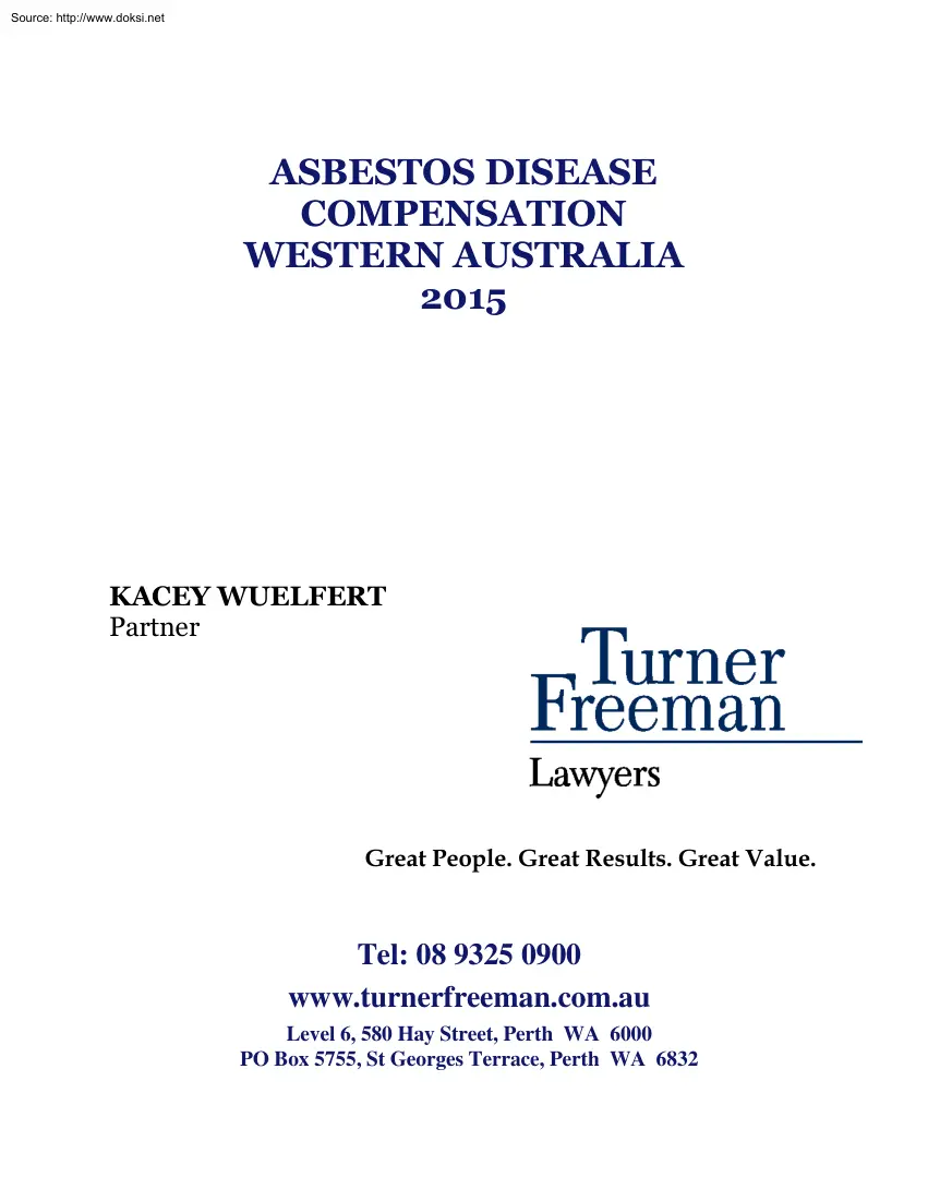 Kacey Wuelfert - Asbestos Disease Compensation, Western Australia