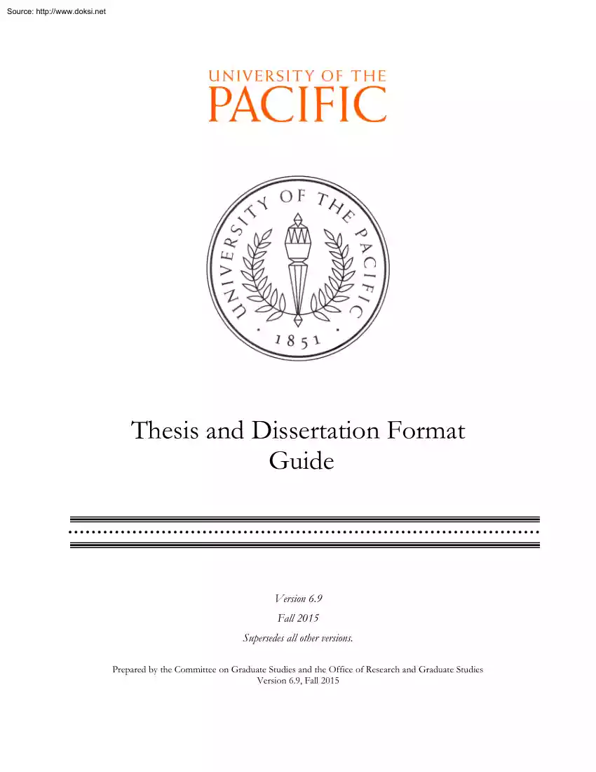 Thesis and Dissertation Format Guide