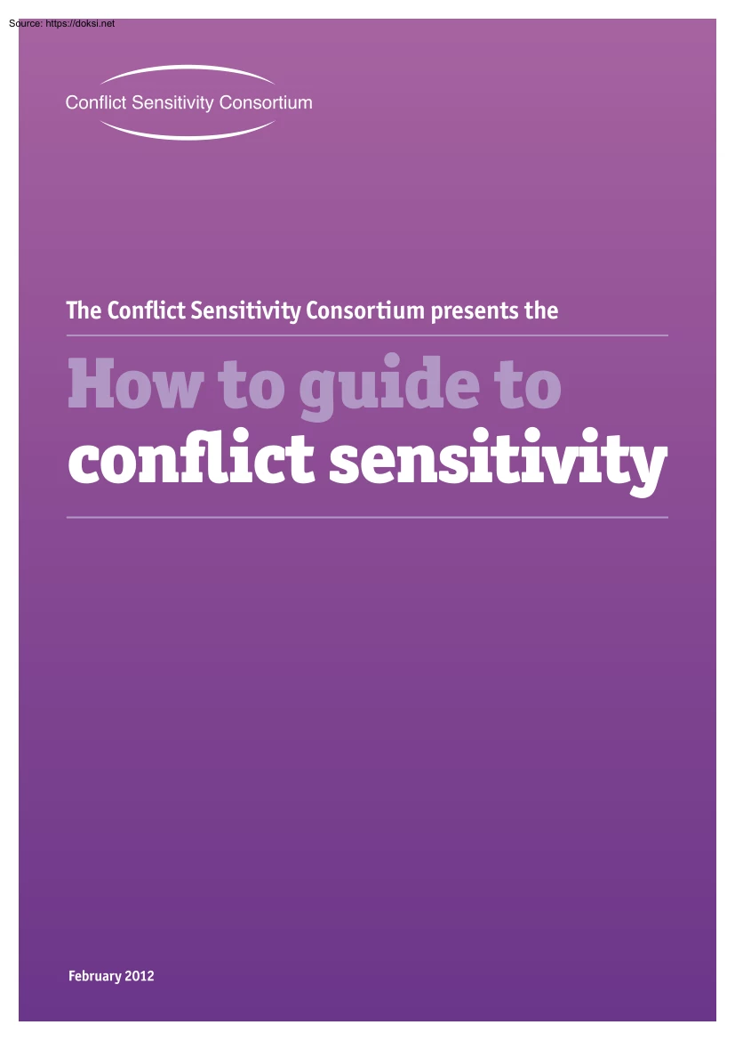 How to Guide to Conflict Sensitivity