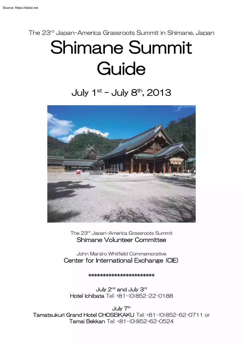 Shimane Summit Guide