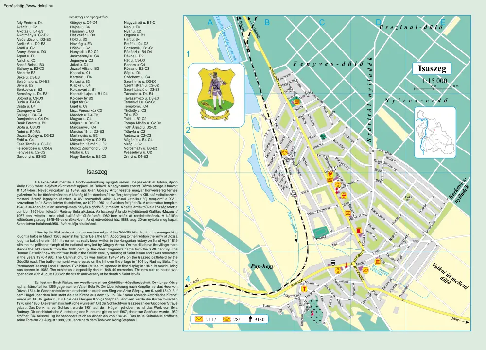 Isaszeg térképe és rövid története