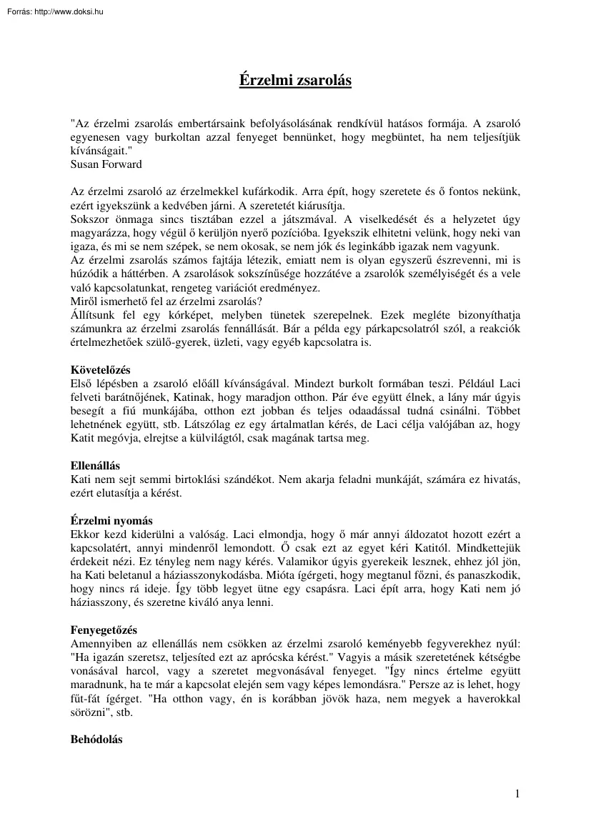 Érzelmi zsarolás