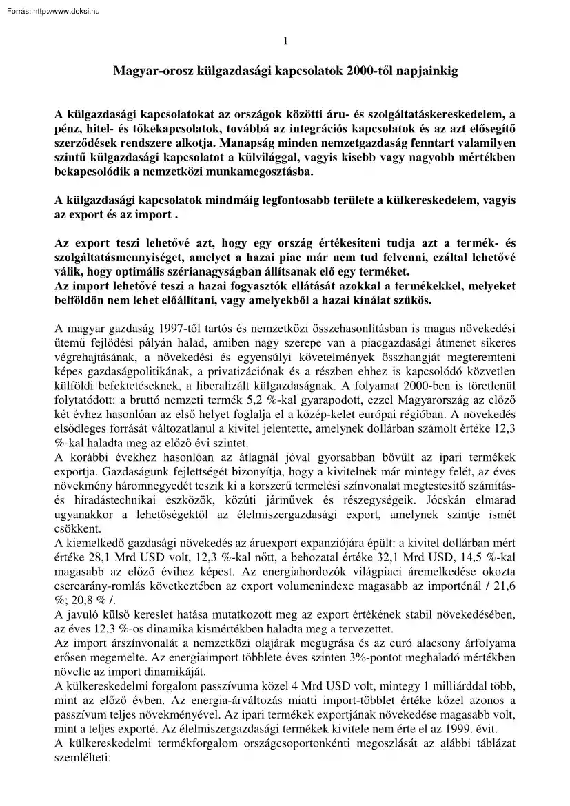 Kanizsai Klára - Magyar-orosz külgazdasági kapcsolatok 2000-től napjainkig