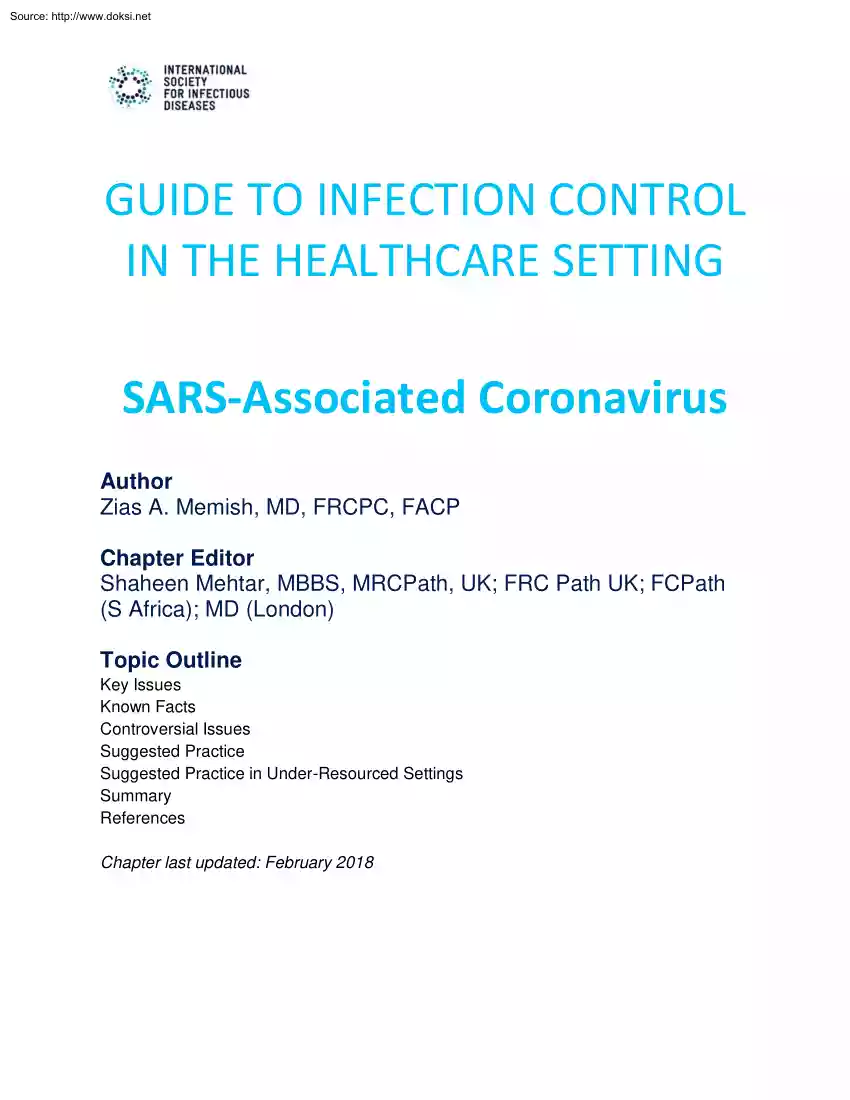 Zias A. Memish - Guide to Infection Control in the Healthcare Setting