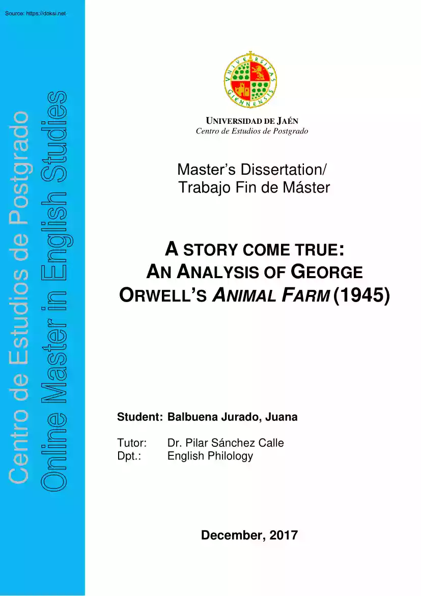 Balbuena Jurado Juana - A Story Come True, An Analysis of George Orwells Animal Farm