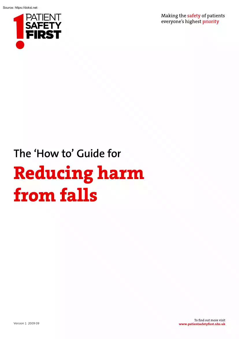 The How to Guide for Reducing Harm from Falls
