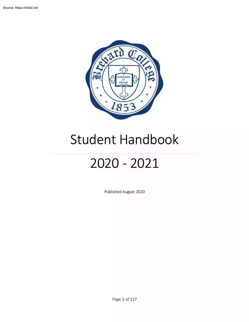 Brevard College, Student Handbook