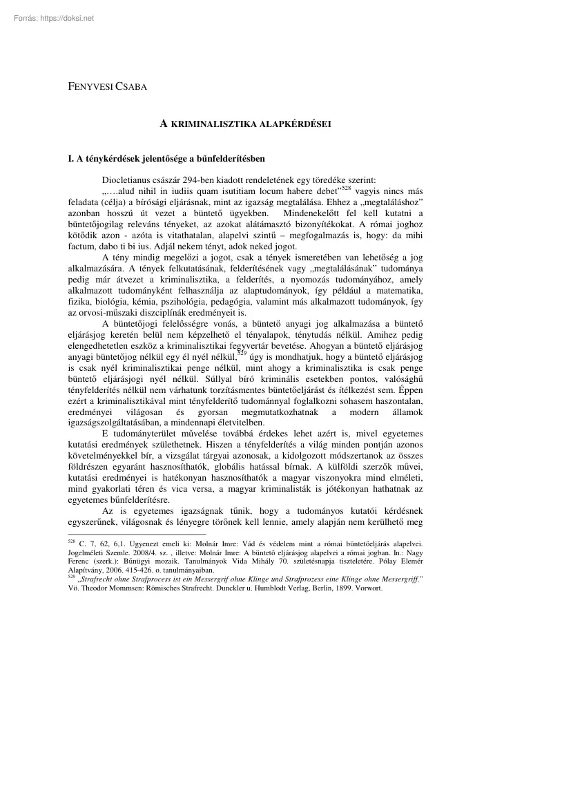 Fenyvesi Csaba - A kriminalisztika alapkérdései