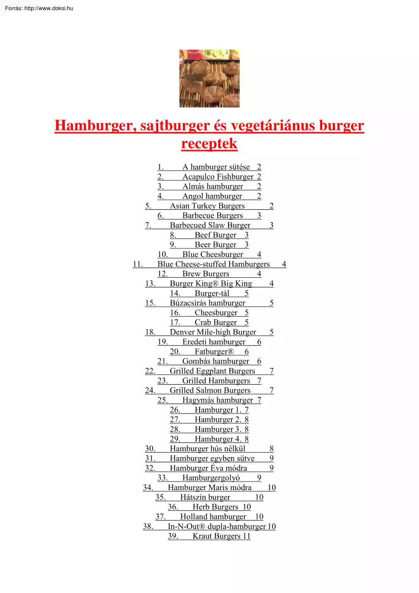 Klement András - Hamburger, sajtburger és vegetáriánus burger receptek