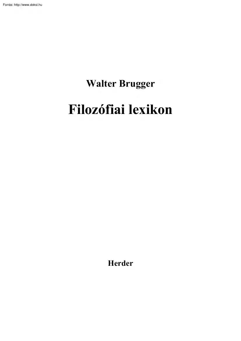 Walter Brugger - Filozófiai lexikon
