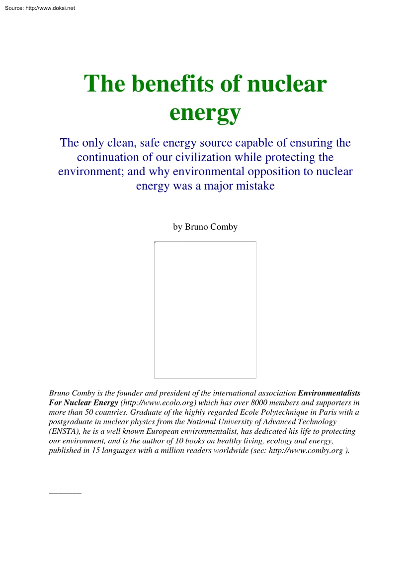 The Benefits of Nuclear Energy