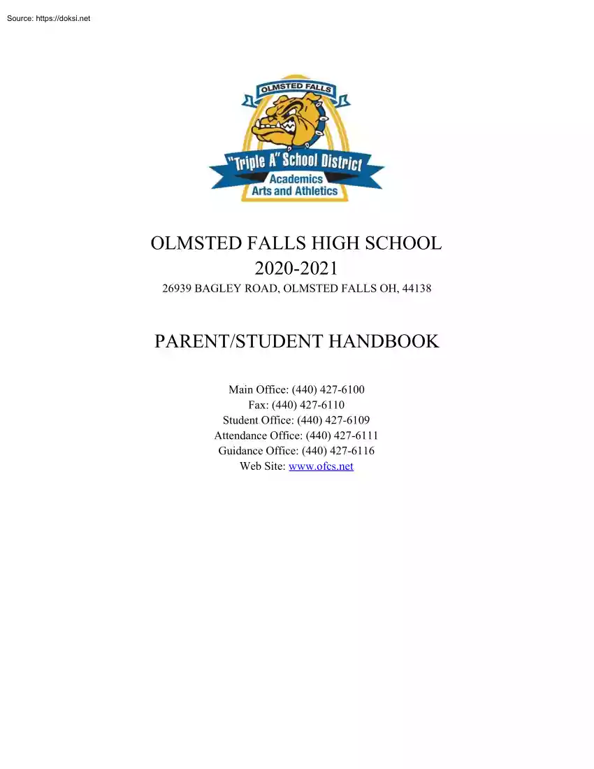 Olmsted Falls High School, Parent Student Handbook