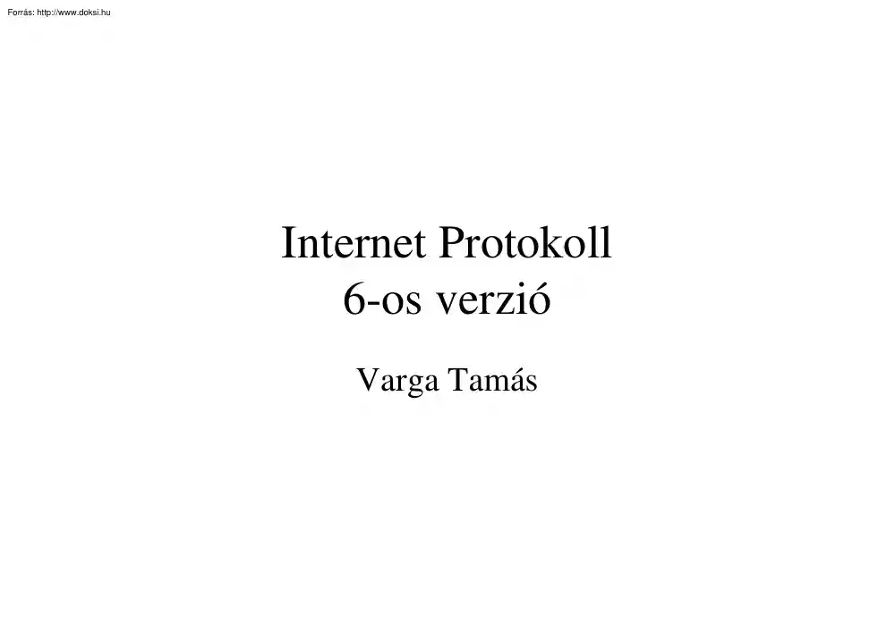 Varga Tamás - IPv6