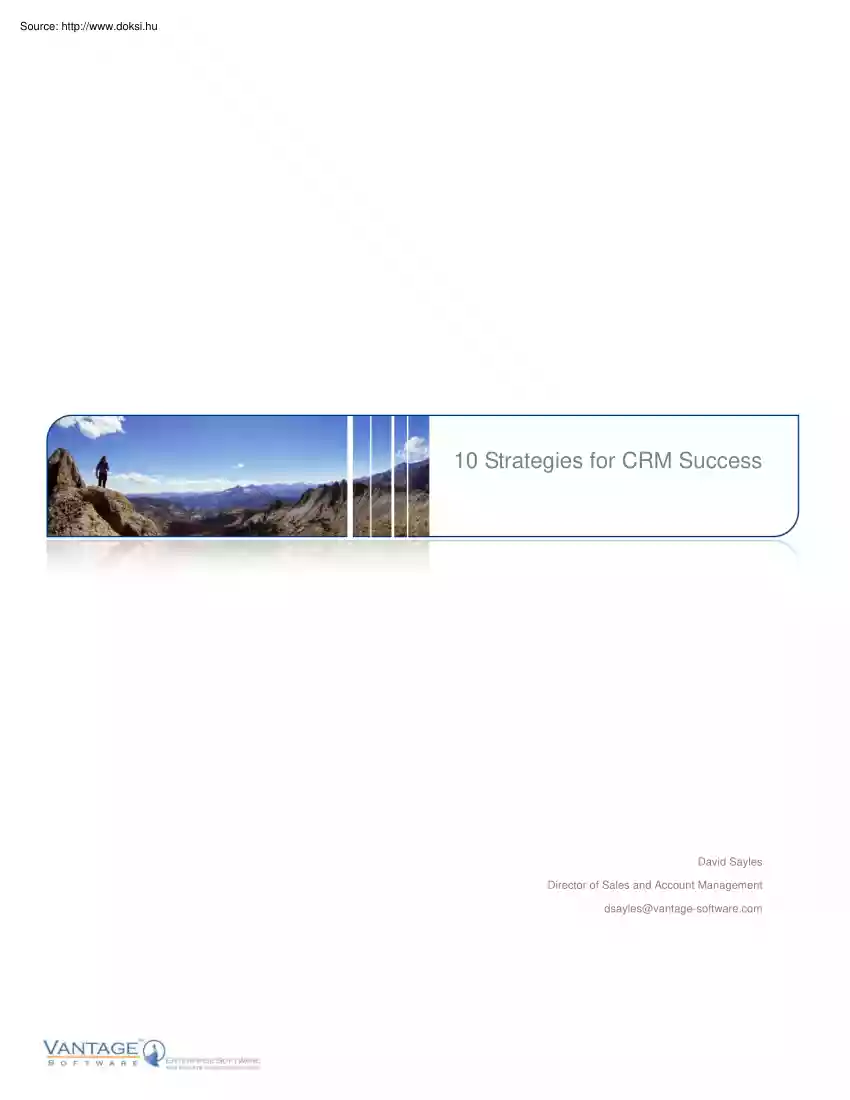 David Sayles - 10 strategies for CRM success