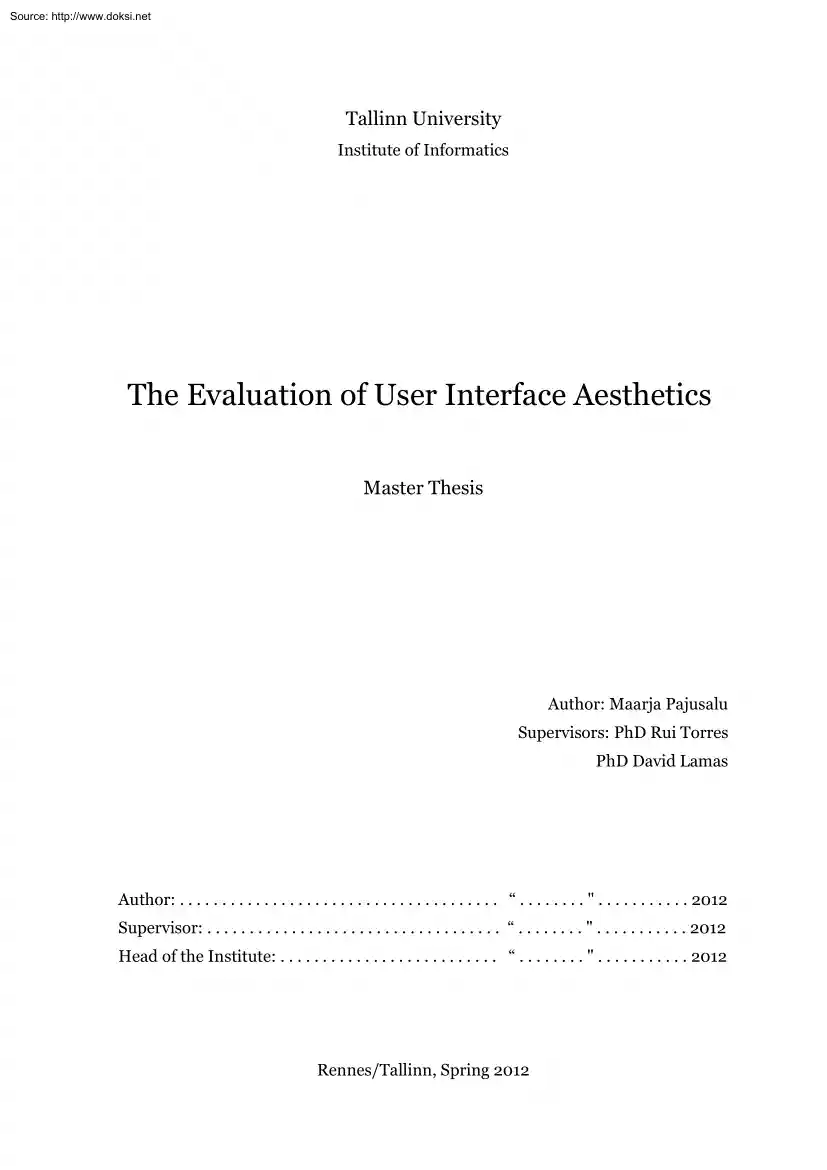 Maarja Pajusalu - The Evaluation of User Interface Aesthetics