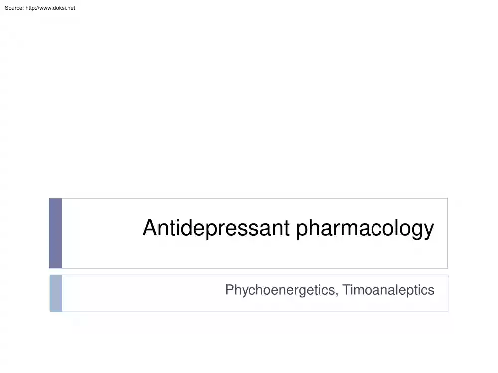 Antidepressant pharmacology