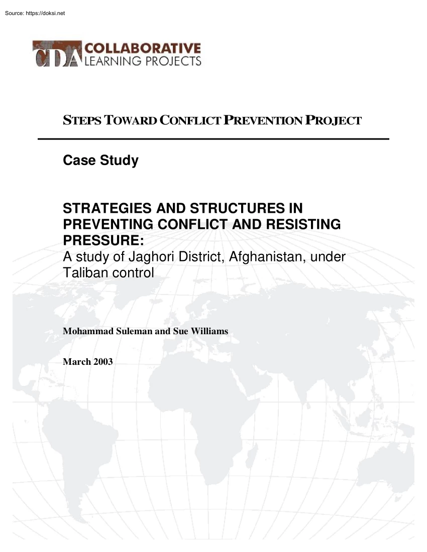 Suleman, Williams - Strategies and Structures in Preventing Conflict and Resisting Pressure