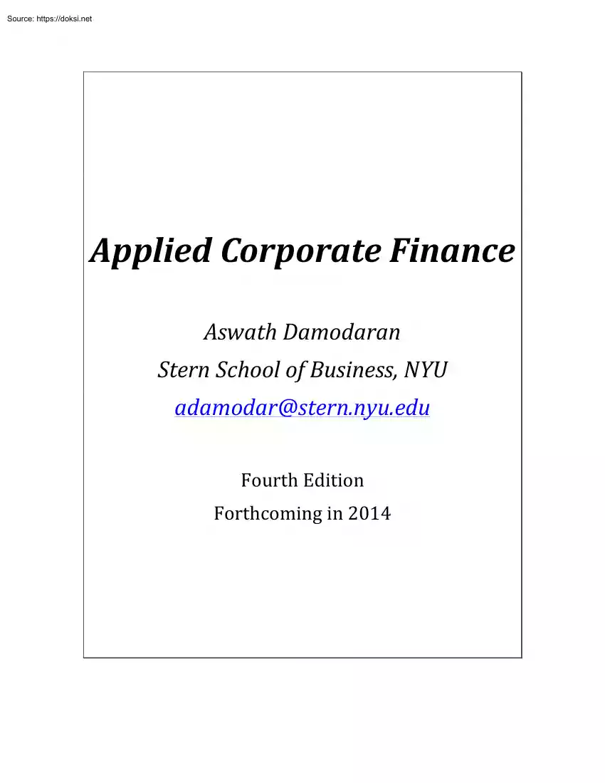 Aswath Damodaran - Applied Corporate Finance