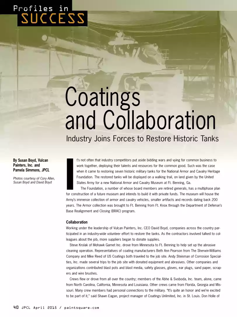 Susan Boyd - Coatings and Collaboration, Industry Joins Forces to Restore Historic Tanks