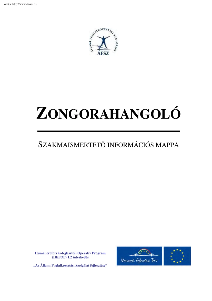 Zongorahangoló, szakmaismertető információs mappa