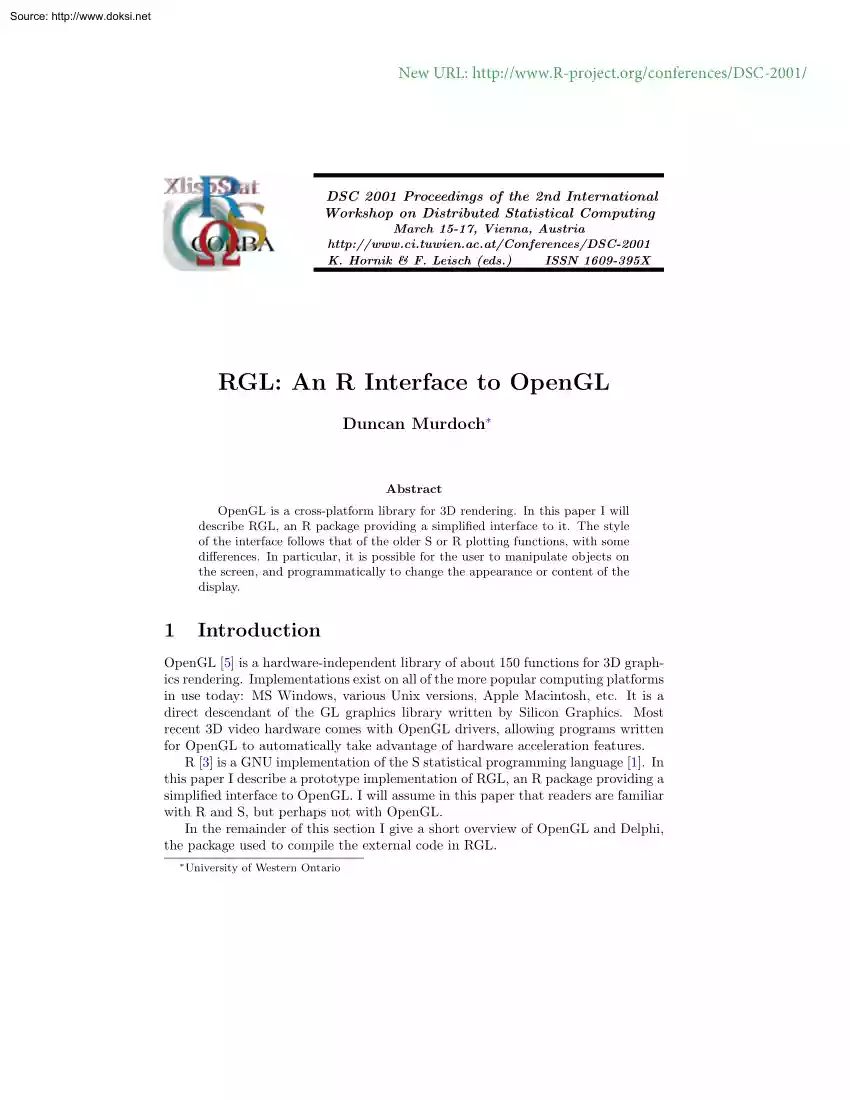 Duncan Murdoch - RGL, An R Interface to OpenGL
