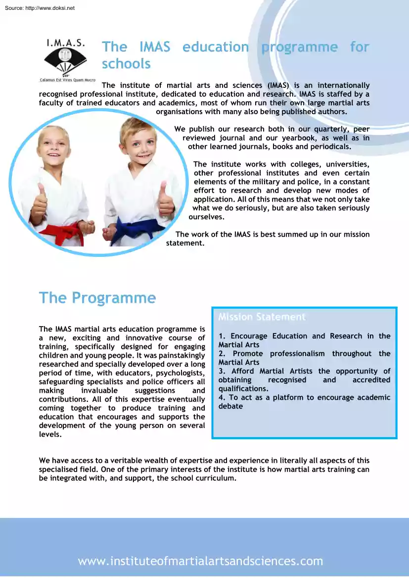 The IMAS Education Programme for Schools