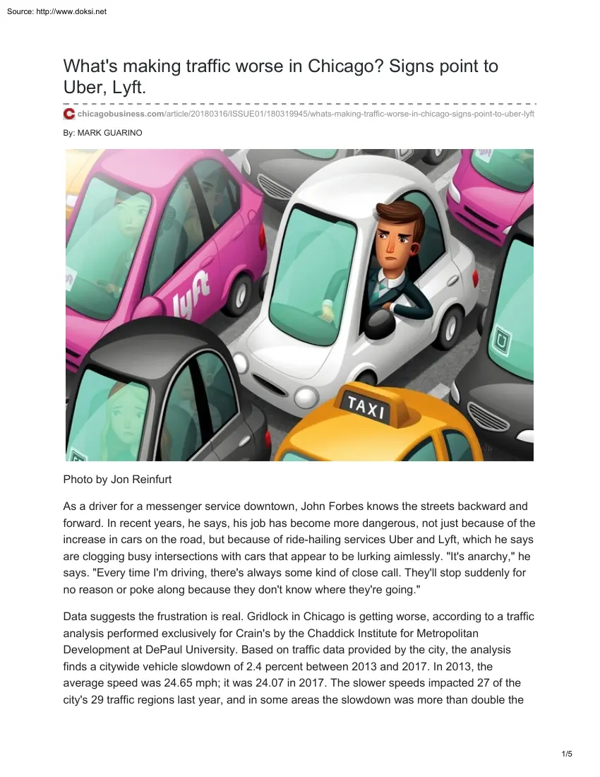 Whats Making Traffic Worse in Chicago, Signs Point to Uber, Lyft