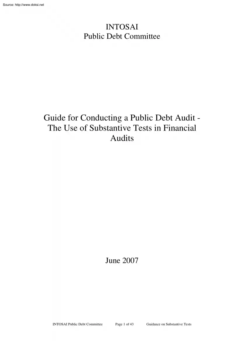 Guide for Conducting a Public Debt Audit, The Use of Substantive Tests in Financial Audits