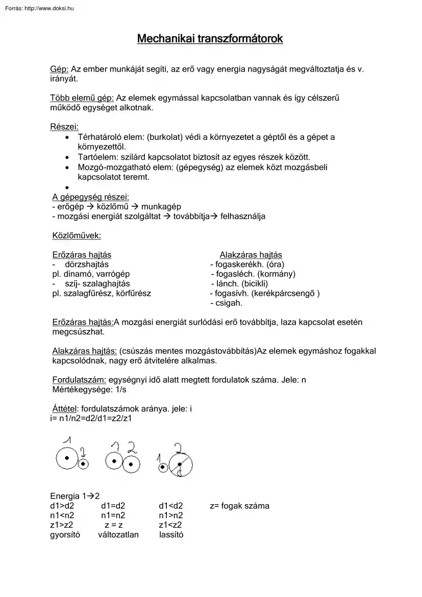 Mechanikai transzformátorok