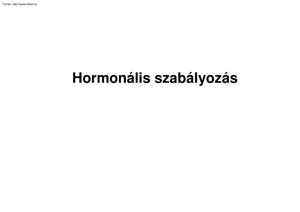 Hormonális szabályozás