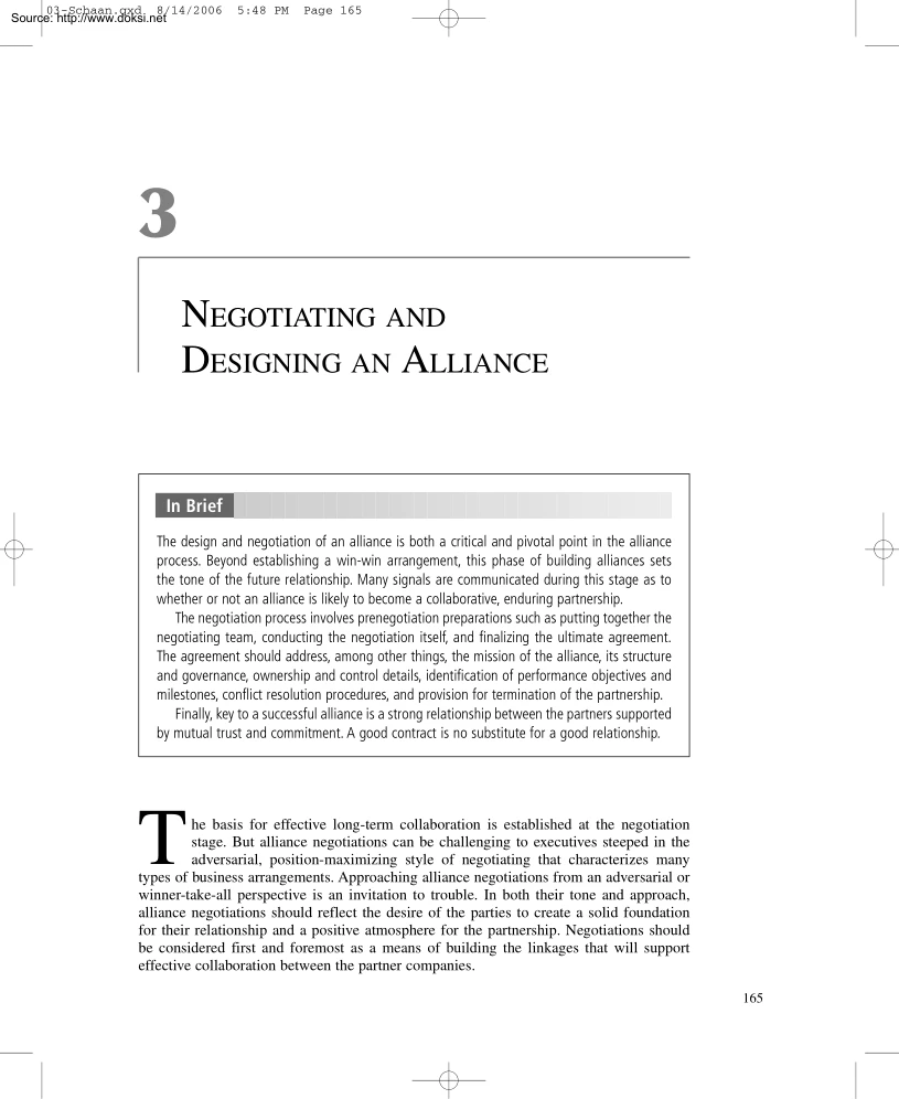Negotiating and Designing an Alliance