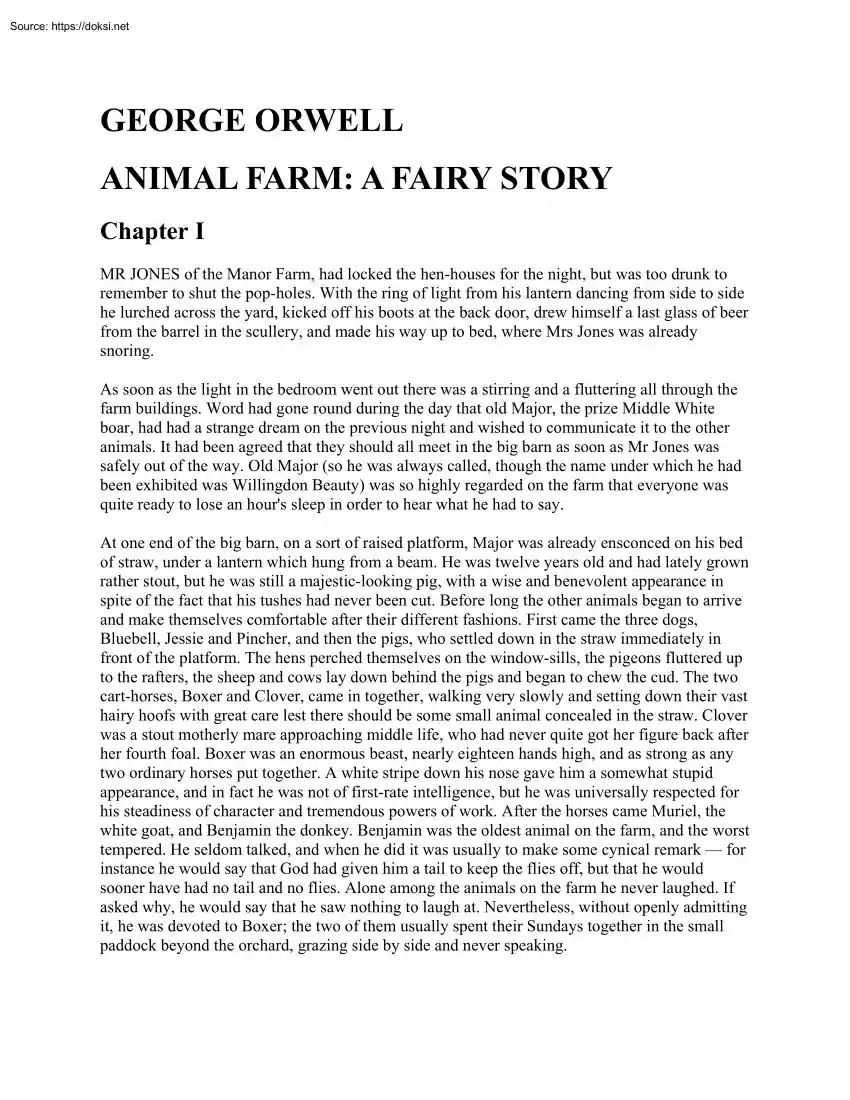 George Orwell - Animal Farm, A Fairy Story