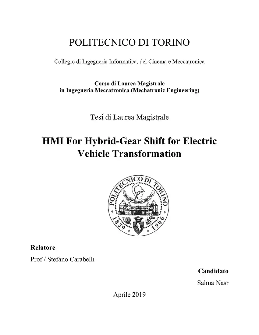 Salma Nasr - HMI For Hybrid-Gear Shift for Electric Vehicle Transformation
